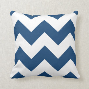 Chevron Pillow with Monaco Blue Zigzag