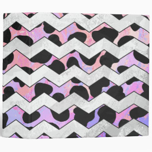 Chevron Pink and Black Dalmation Binder