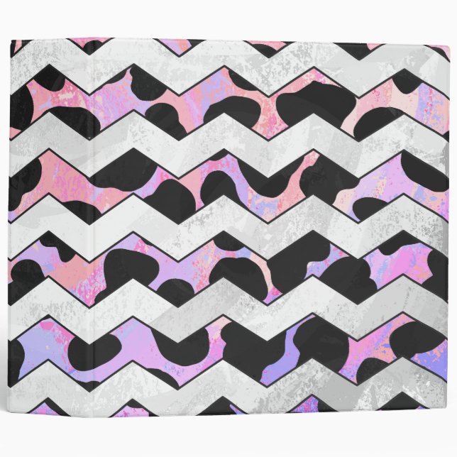 Chevron Pink and Black Dalmation Binder (Front/Spine)