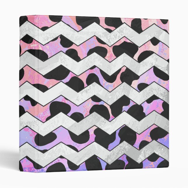 Chevron Pink and Black Dalmation Binder (Front/Spine)