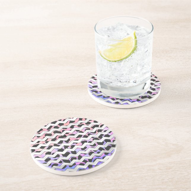 Chevron Pink and Black Dalmation Coaster (Side)
