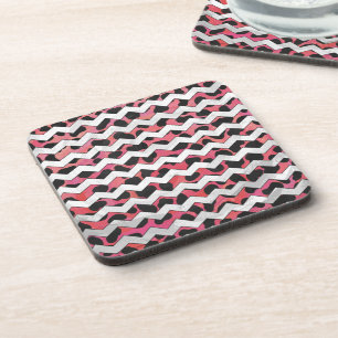 Chevron Pink and Black Dalmation Coaster