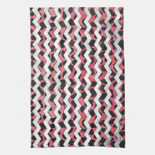 Chevron Pink and Black Dalmation Kitchen Towel