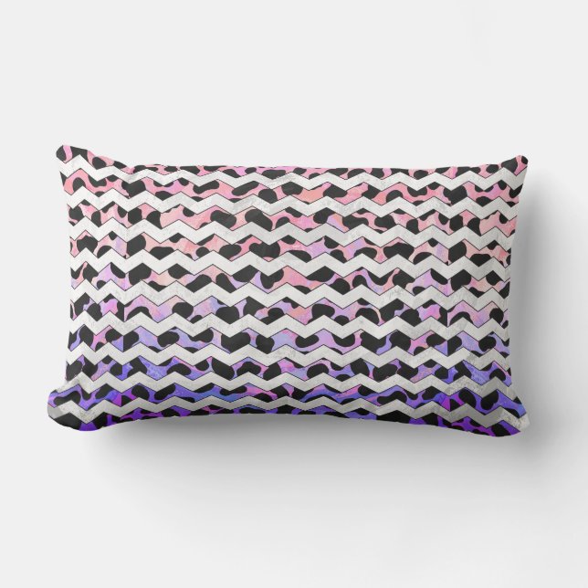 Chevron Pink and Black Dalmation Lumbar Pillow (Front)