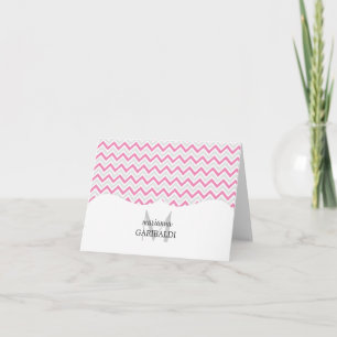 Chevron Pink and Modern Personalized Note Card