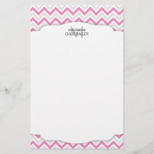 Chevron Pink and Modern Personalized Stationery