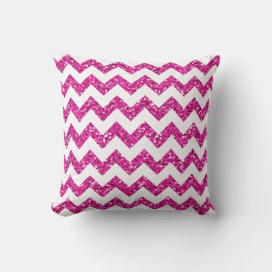 Chevron Pink Glitter Stripe Zig Throw Couch Pillow