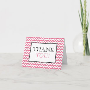 Chevron Pink & White Thank You Card