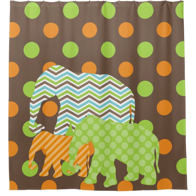 Chevron Polka Dots Stripes Colourful Elephants (Front)