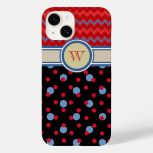 chevron & polkadots pattern girly monogram Case-Mate iPhone 14 case