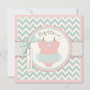 Chevron Print and Tutu Baptism Invitation