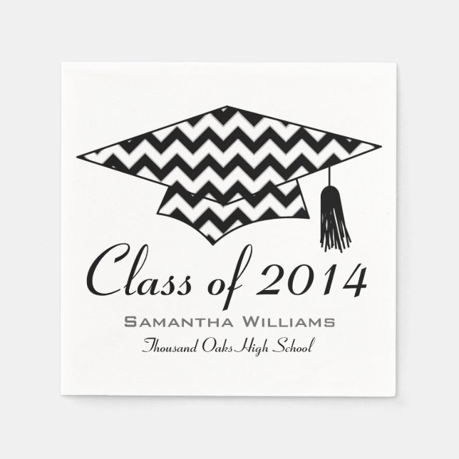 Chevron Print Custom Name Graduation Napkins (Front)