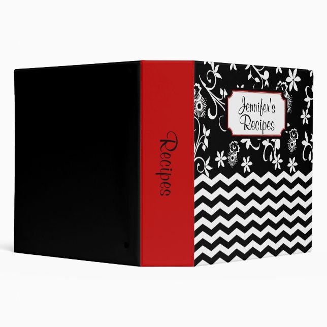Chevron Print Personalized Custom Recipes Binder (Background)