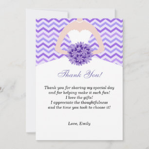 Chevron Purple Bridal Shower Thank You Card