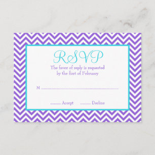 Chevron Purple Teal Blue Bat Mitzvah RSVP