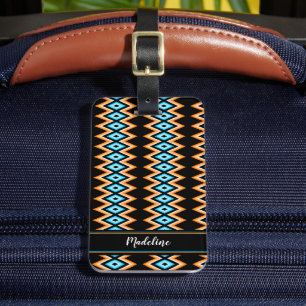Chevron Radical Vibrant Summer & Custom Name Luggage Tag