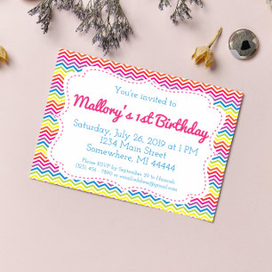 Chevron Rainbow Birthday Invitation