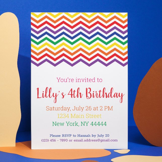 Chevron Rainbow Party Invitation, Rainbow Birthday Invitation (Creator Uploaded)