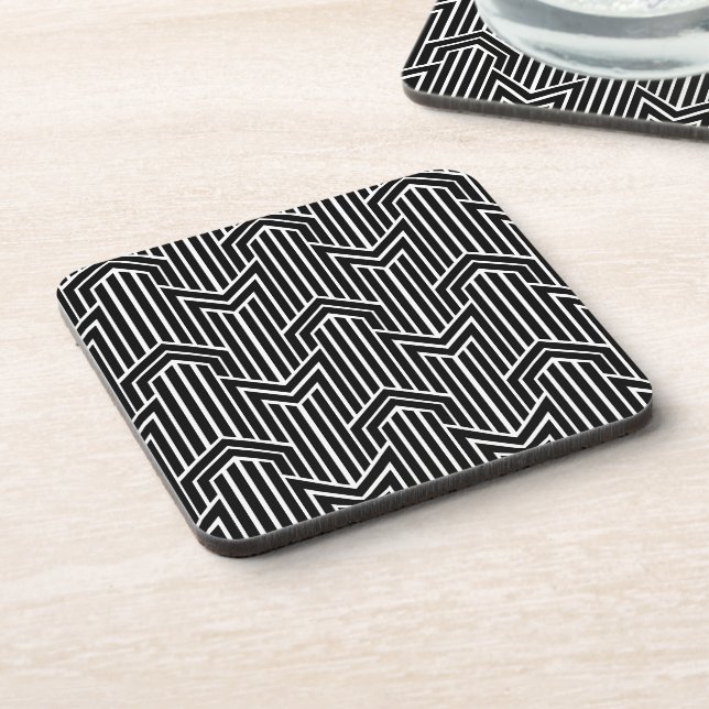Chevron Retro Art Deco Seamless Pattern Drinkware Coaster (Left Side)