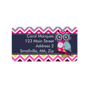 Chevron Retro Groovy Owl Label