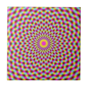 Chevron Rings in Pink Yellow and Blue tile