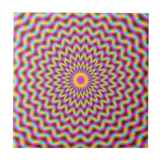 Chevron Rings in Pink Yellow and Blue tile (Front)