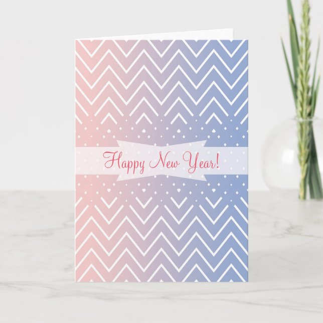 Chevron rose quartz serenity personalized text holiday card (Front)