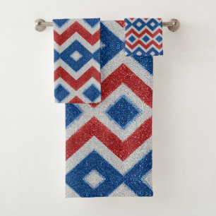Chevron Rouge Blanc Bleu Pailleté Patriotique Rayu