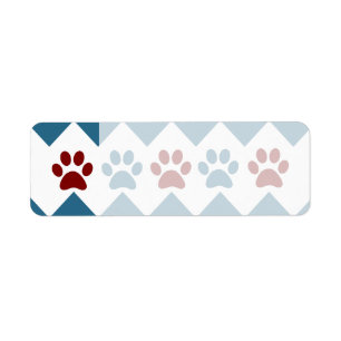 Chevron Rouge bleu Chiot Empreintes de pattes Amou