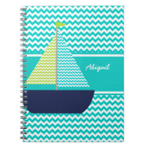 Chevron Sailboat on Chevron Personalized Notebook