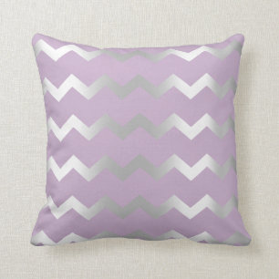 Chevron Silver Grey Grey Stripes Lines Lavender Throw Pillow