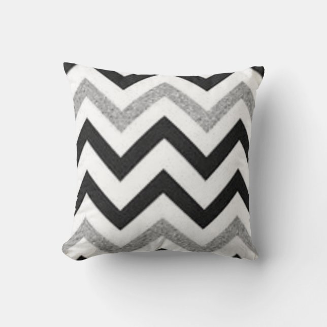 Chevron Silver Throw Pillow (Front)