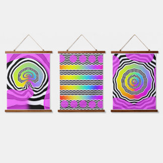 Chevron Spirals Lines Series of 3 Hanging Tapestry