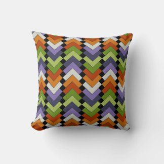 Chevron Squares in Folk Art Colours Throw Pillow