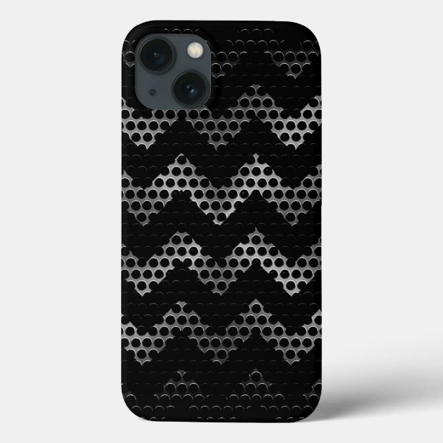 Chevron Stainless Steel Hole Metal Case-Mate iPhone Case (Back)