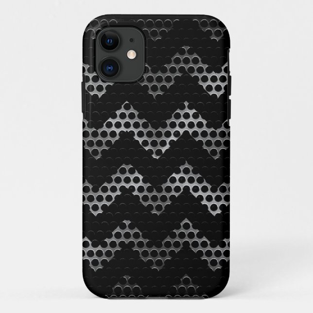 Chevron Stainless Steel Hole Metal Case-Mate iPhone Case (Back)