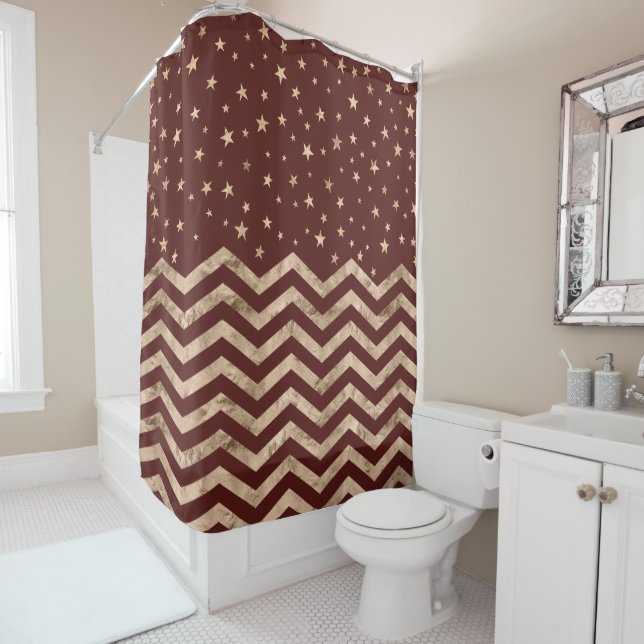 Chevron & Stars Shower Curtain (In Situ)