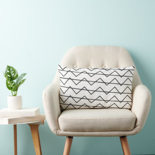 Chevron Stripe Black and White Geometric Pattern Lumbar Pillow