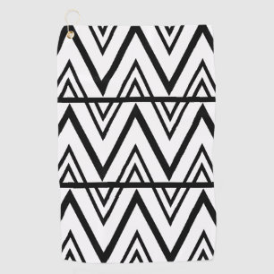 Chevron Stripe Black White Chevron Stripe Golf Towel