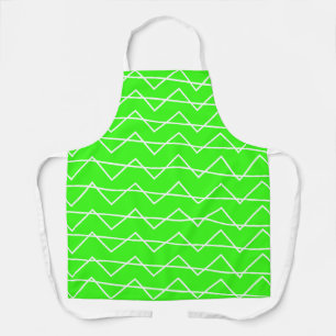 Chevron Stripe Neon Green White Geometric  Apron
