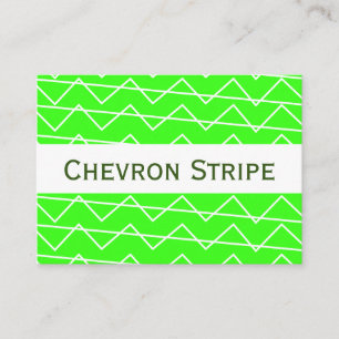 Chevron Stripe Neon Green White Geometric Pattern Business Card