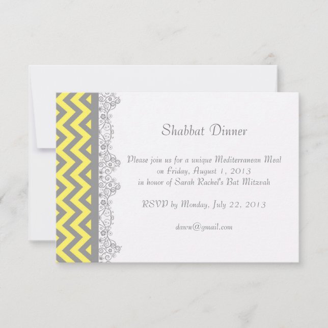 Chevron Stripe - yellow  Invitation - insert (Front)