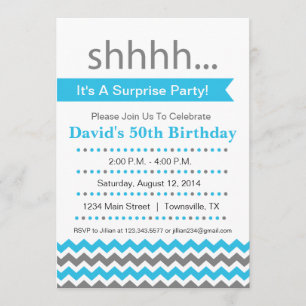 Chevron Surprise Party Invitation blue