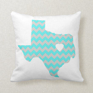 Chevron Teal and Grey Texas Throw Pillow
