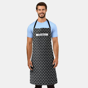 Chevron Thick Thin DIY Colours Black White SV Apron