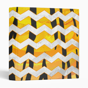 Chevron Tiger Black and Orange Print Binder