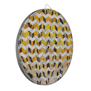 Chevron Tiger Black and Orange Print Dartboard