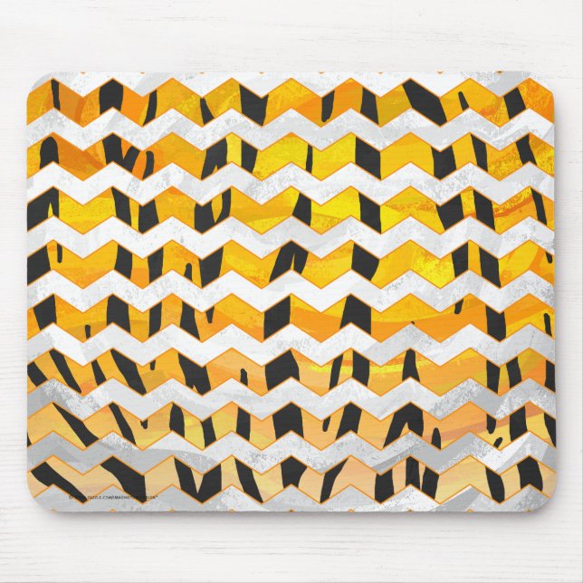 Chevron Tiger Black and Orange Print Mouse Pad (Front)