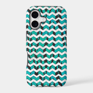 Chevron Tiger Black and Teal Print