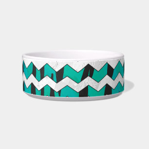 Chevron Tiger Black and Teal Print Bowl